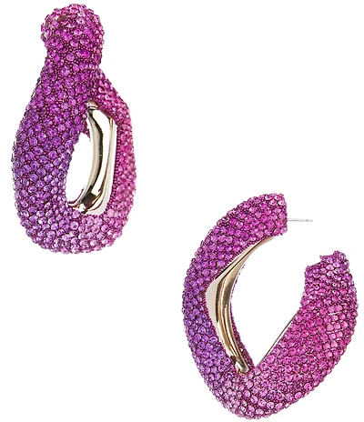 Natasha Accessories Pave Rhinestone Statement Hoop Earrings
