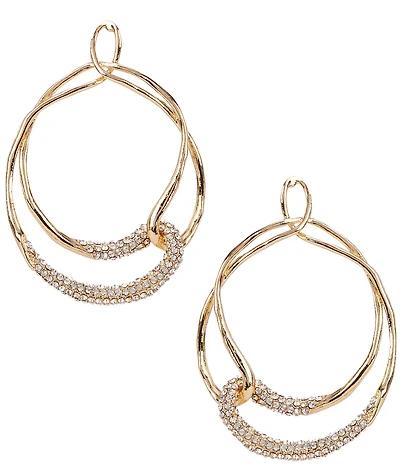 Natasha Accessories Pave Metal Loop Drop Earrings