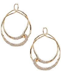 Natasha Accessories Pave Metal Loop Drop Earrings