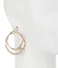 Natasha Accessories Pave Metal Loop Drop Earrings