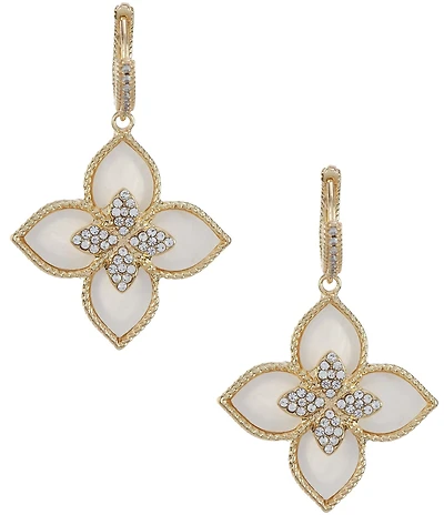 Natasha Accessories Pearl Crystal Star Drop Earrings