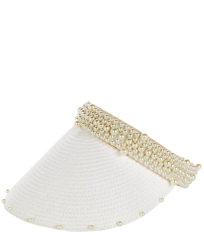 Natasha Accessories Pearl Trim Visor Hat