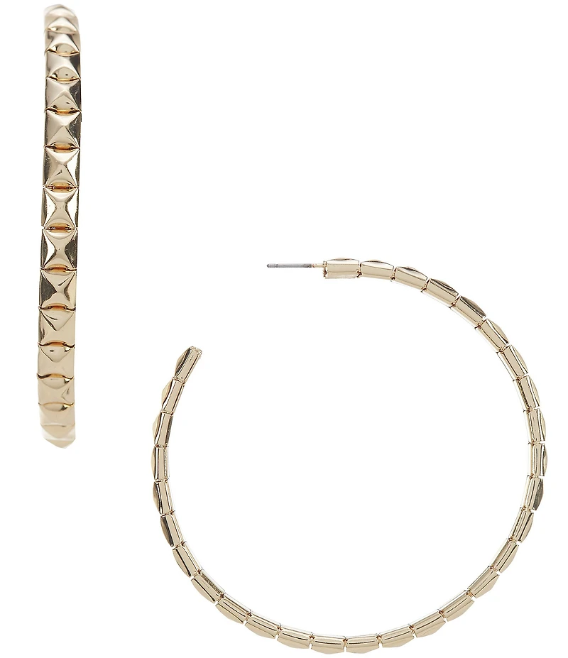 Natasha Accessories Pyramid Stud Hoop Earrings