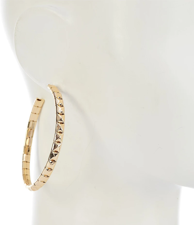 Natasha Accessories Pyramid Stud Hoop Earrings