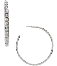 Natasha Accessories Pyramid Stud Hoop Earrings