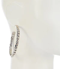 Natasha Accessories Pyramid Stud Hoop Earrings