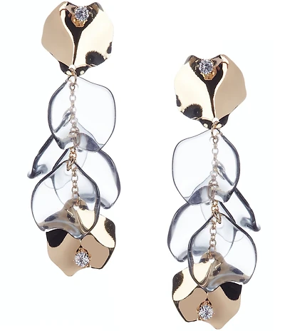 Natasha Accessories Resin Metal Petal Statement Linear Earrings