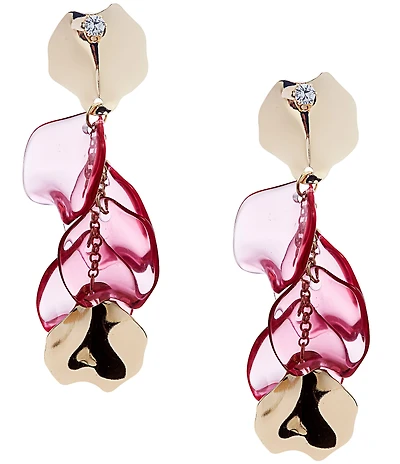 Natasha Accessories Resin Metal Petal Statement Linear Earrings