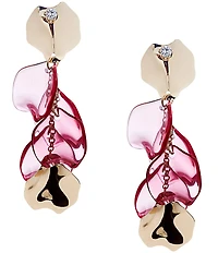 Natasha Accessories Resin Metal Petal Statement Linear Earrings