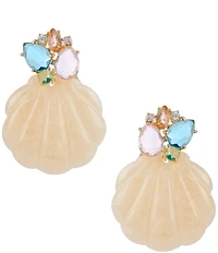 Natasha Accessories Resin Shell Stone Top Drop Earrings