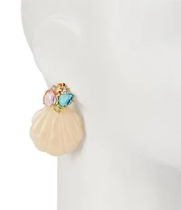 Natasha Accessories Resin Shell Stone Top Drop Earrings