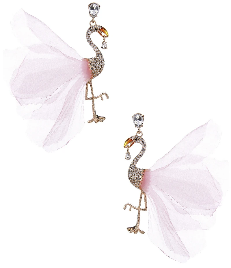 Natasha Accessories Rhinestone Flamingo Drop Earrings