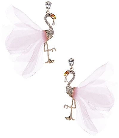 Natasha Accessories Rhinestone Flamingo Drop Earrings