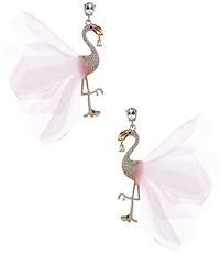 Natasha Accessories Rhinestone Flamingo Drop Earrings