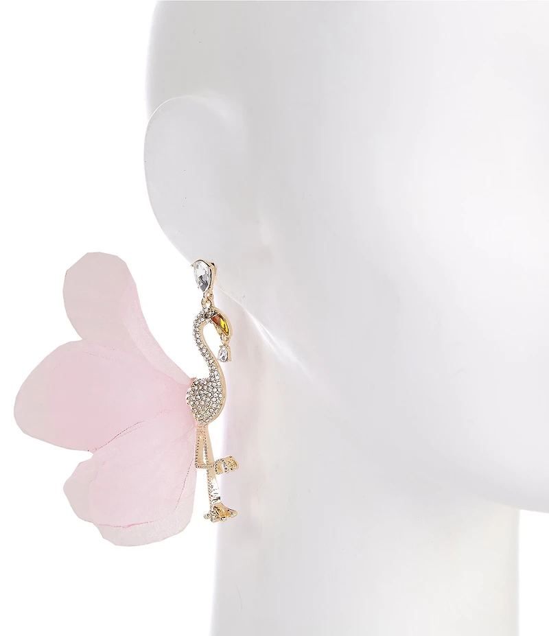 Natasha Accessories Rhinestone Flamingo Drop Earrings