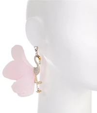 Natasha Accessories Rhinestone Flamingo Drop Earrings