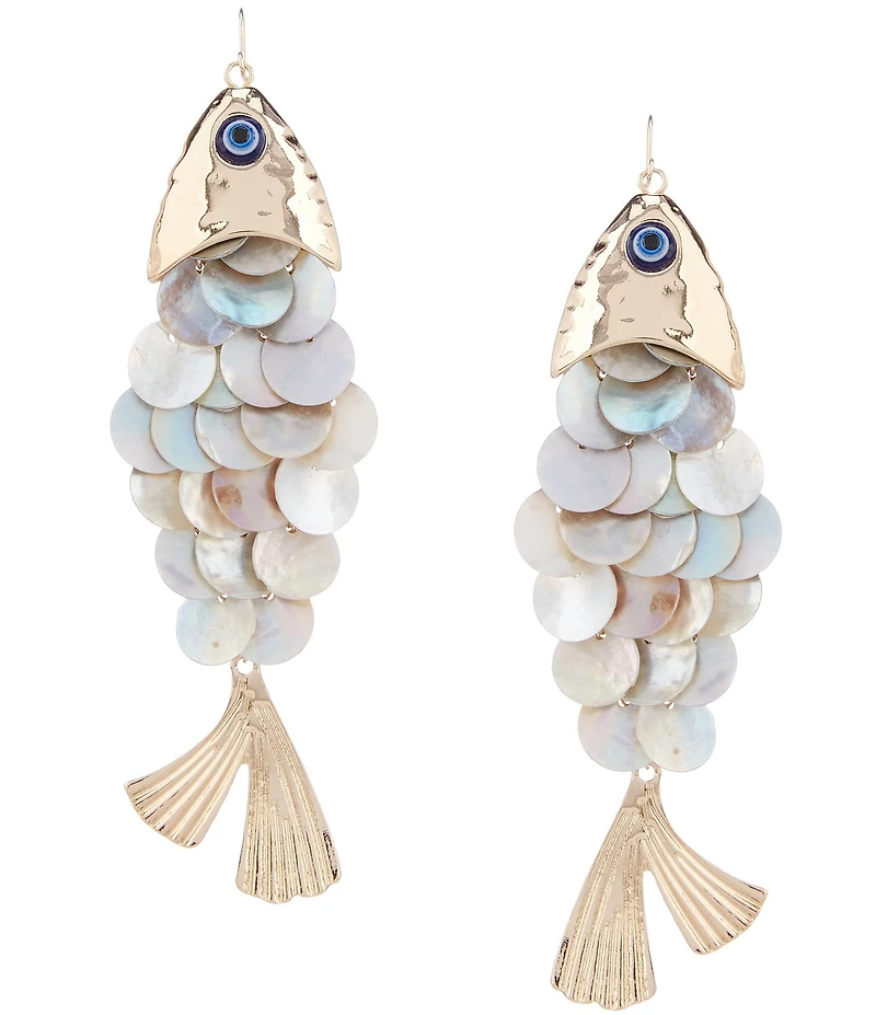 Natasha Accessories Scaly Fish Statement Drop Earrings