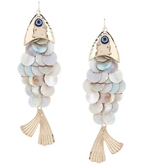 Natasha Accessories Scaly Fish Statement Drop Earrings