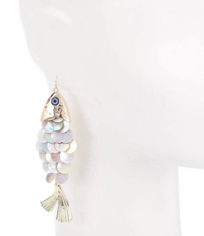 Natasha Accessories Scaly Fish Statement Drop Earrings