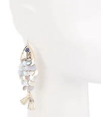 Natasha Accessories Scaly Fish Statement Drop Earrings