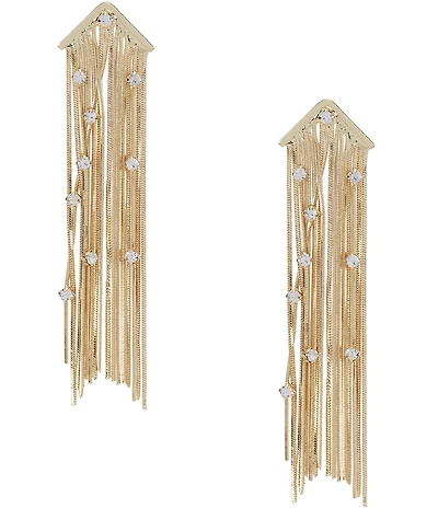 Natasha Accessories Slink Fringe Stone Chandelier Earrings