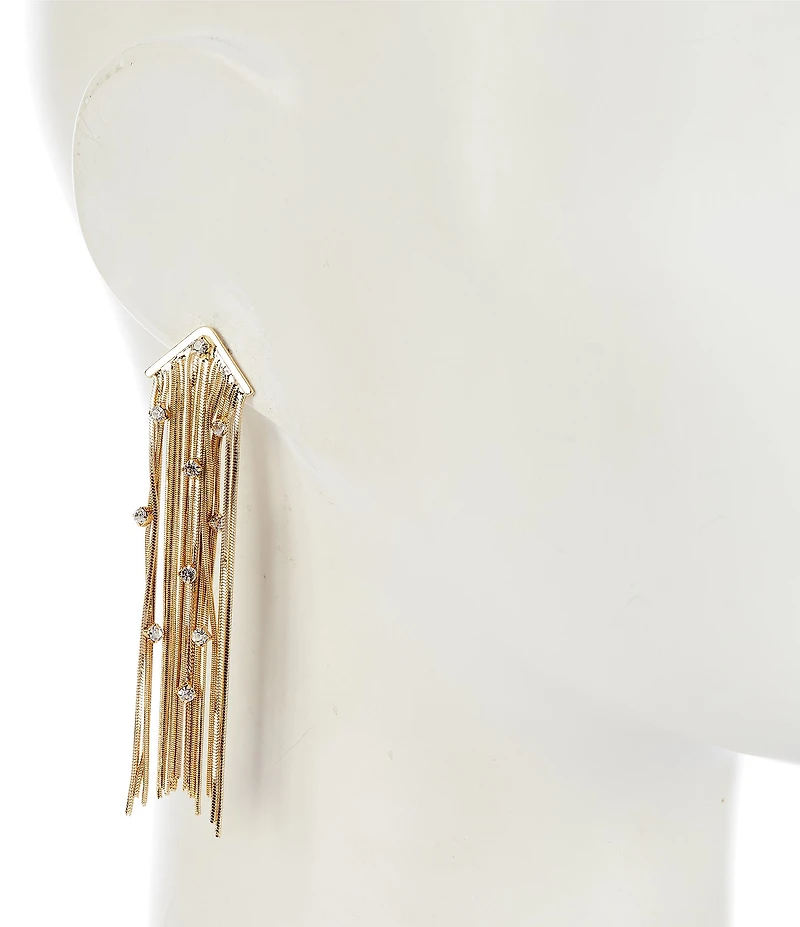 Natasha Accessories Slink Fringe Stone Chandelier Earrings