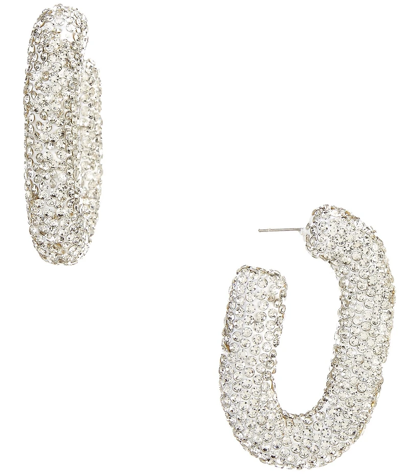 Natasha Accessories Stone C Hoop Earrings