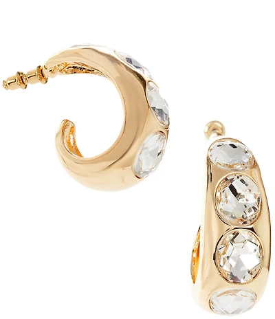 Natasha Accessories Stone Insert Large Statement Hoop Earrings