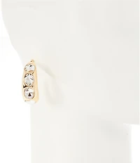 Natasha Accessories Stone Insert Large Statement Hoop Earrings