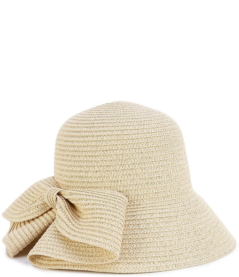 Natasha Accessories Straw Resort Bow Back Cut Out Floppy Hat