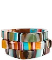 Natasha Accessories Stripe Resin Bangle Bracelet Set