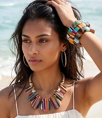 Natasha Accessories Stripe Resin Bangle Bracelet Set