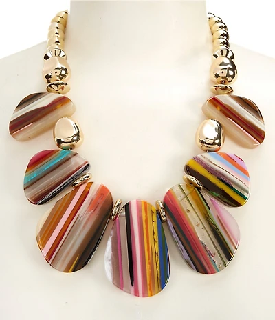 Natasha Accessories Stripe Resin Statement Necklace