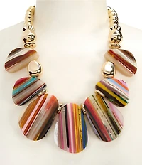 Natasha Accessories Stripe Resin Statement Necklace