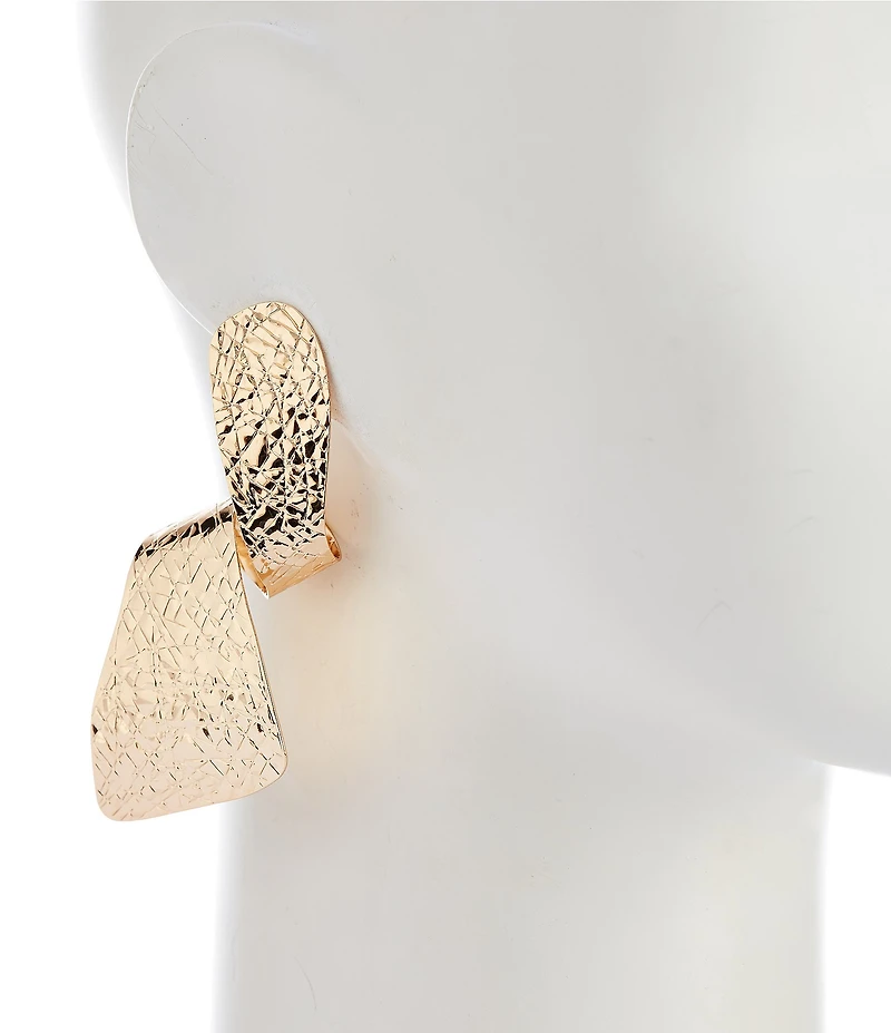 Natasha Accessories Textured Curvy Drop Earrings