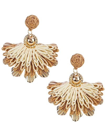 Natasha Accessories Resort Thread Paper Fan Drop Earrings