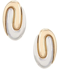 Natasha Accessories Two Tone Metal Swirl Stud Earrings