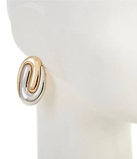 Natasha Accessories Two Tone Metal Swirl Stud Earrings