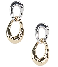 Natasha Accessories Two Tone XL Double Link Drop Earrings