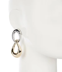 Natasha Accessories Two Tone XL Double Link Drop Earrings