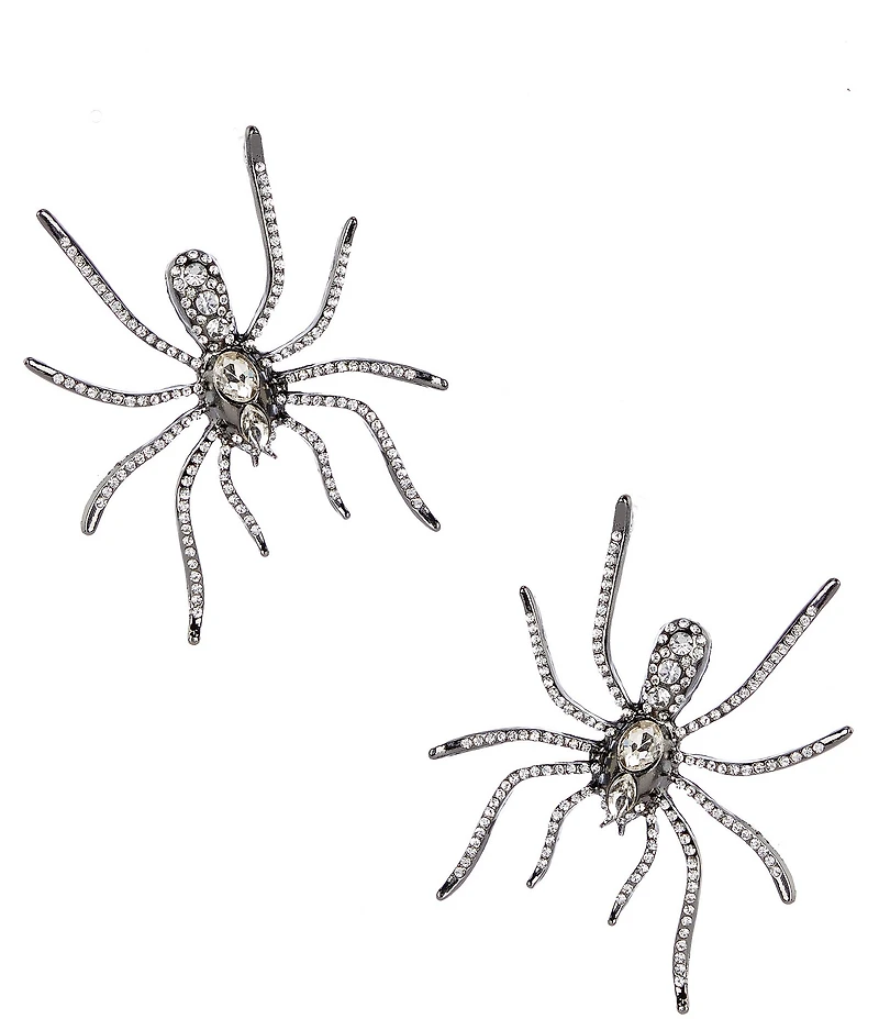 Natasha Accessories XL Crystal Spider Drop Earrings
