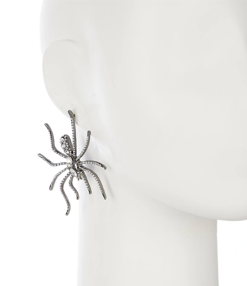 Natasha Accessories XL Crystal Spider Drop Earrings