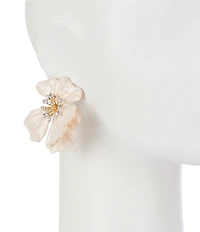 Natasha Accessories XL Enamel Flower Stud Clip-On Earrings