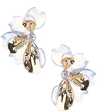 Natasha Accessories XL Half Flower Metal Statement Drop Earrings