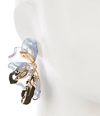 Natasha Accessories XL Half Flower Metal Statement Drop Earrings