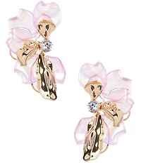 Natasha Accessories XL Half Flower Metal Statement Drop Earrings