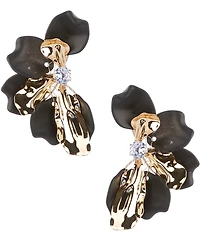 Natasha Accessories XL Half Flower Metal Statement Drop Earrings