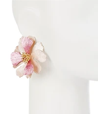 Natasha Accessories XL Paint Flower Stud Clip-On Earrings