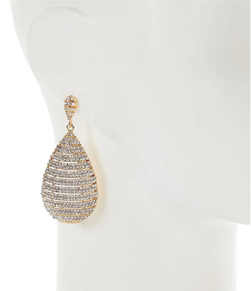 Natasha Accessories XL Teardrop Stone Puffy Drop Earrings