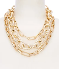 Natasha Accessories3 Row Link Chains Short Multi Strand Necklace